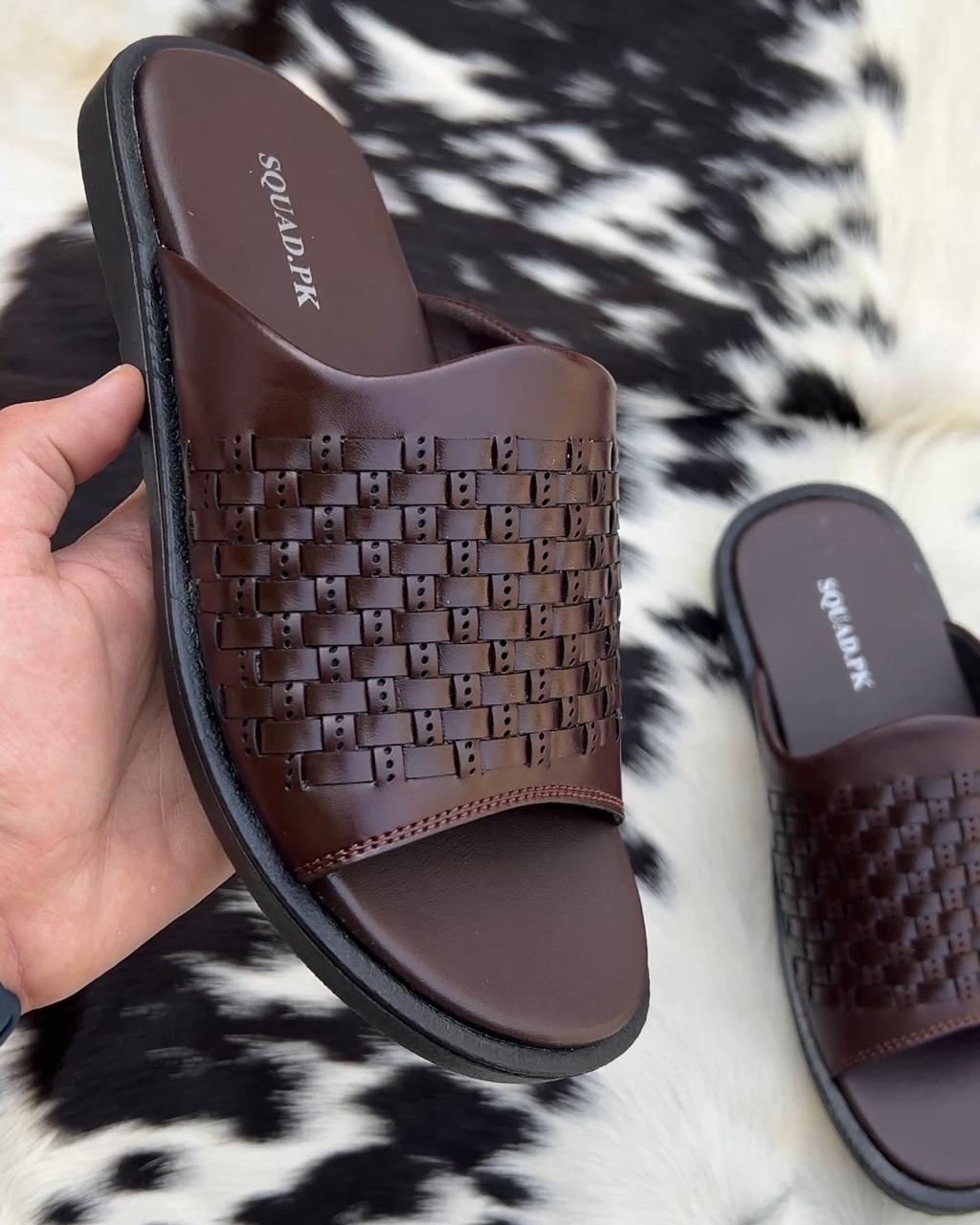 Brown Braided Slide