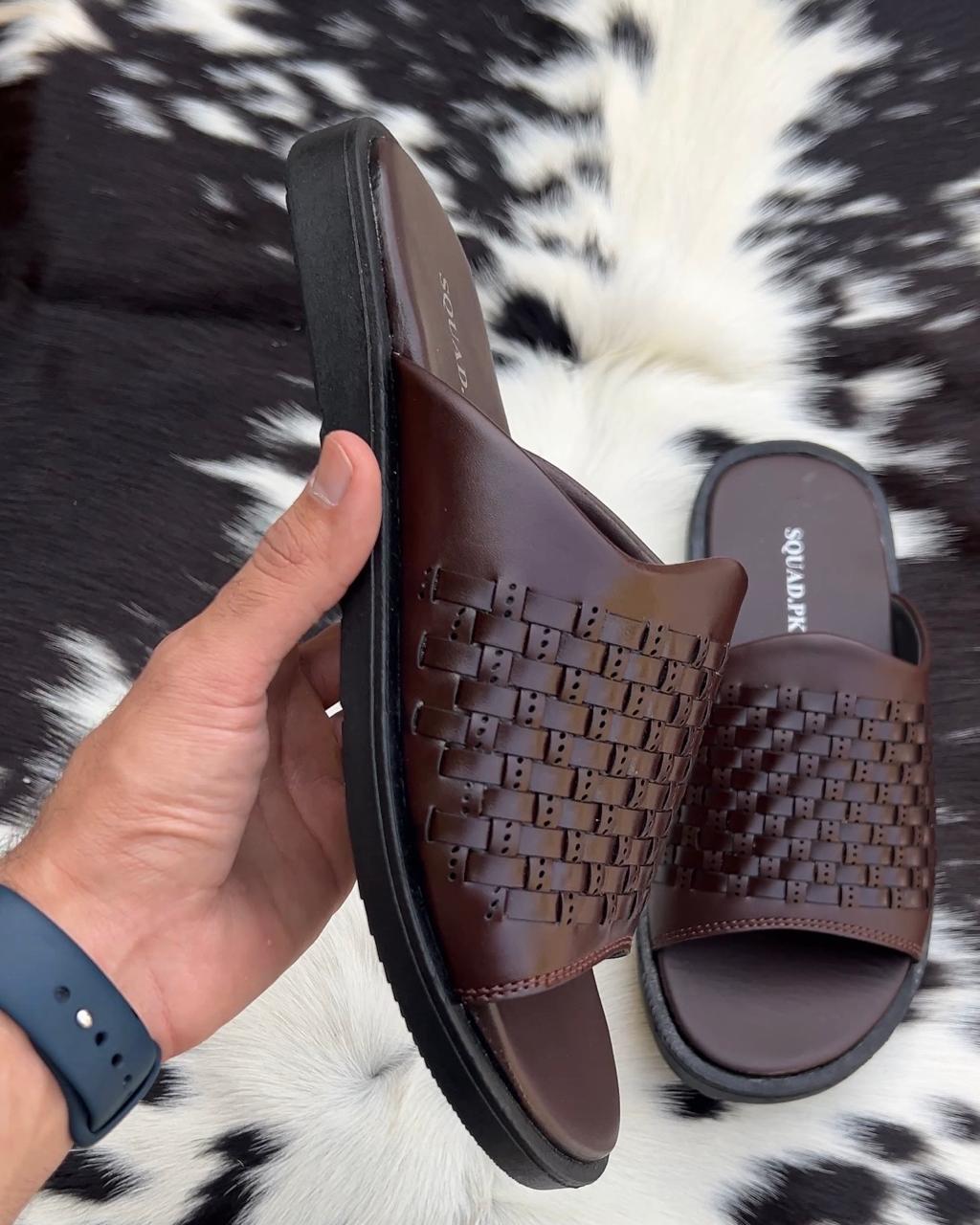 Brown Braided Slide