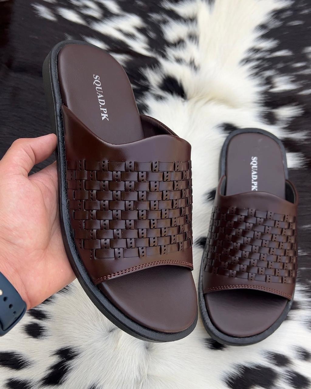 Brown Braided Slide
